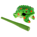Traditional Craft Wood Luck Frog Home Office Decoration Kids Musical Toys -Green