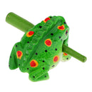 Traditional Craft Wood Luck Frog Home Office Decoration Kids Musical Toys -Green