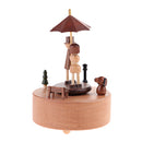 Wooden Couple Lovers Music Box Play Romantic Melody "Meet " for Wedding Gift