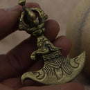 Vintage Tibetan Buddha Buddhism Lucky Amulet Copper Vajra Tomahawk Pendant -55x 70mm