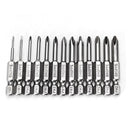 Broppe 13pcs 50mm Magnetic Long Hex Shank Cross Head Screwdriver Bits