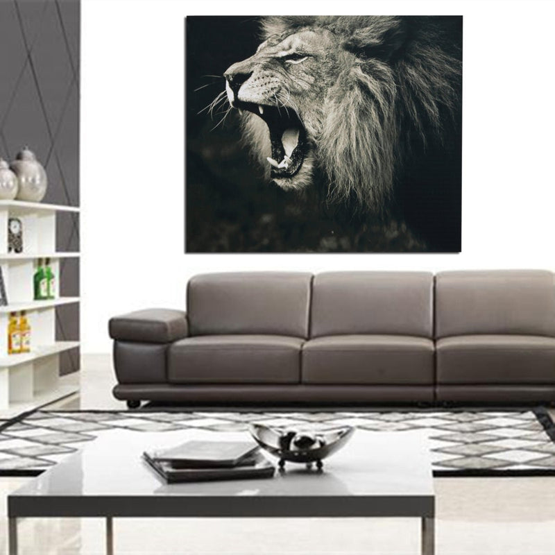 Unframed Lion Animal Painting Silk Cloth Poster Modern Art Picture Wall Sticker Home Decor