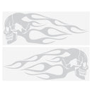 2pcs 13.5x5inch Universal Motorcycle Gas Tank Flames Skull Badge Decal Sticker Red/Blue/Yellow
