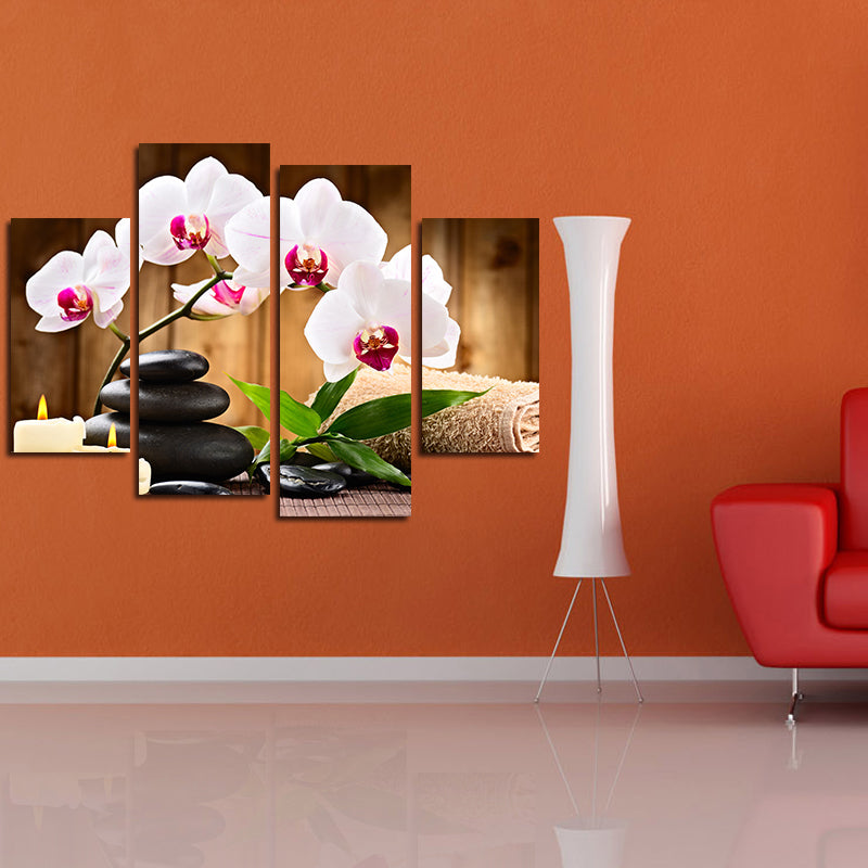 Miico Hand Painted Four Combination Decorative Paintings Four Flowers Wall Art For Home Decoration