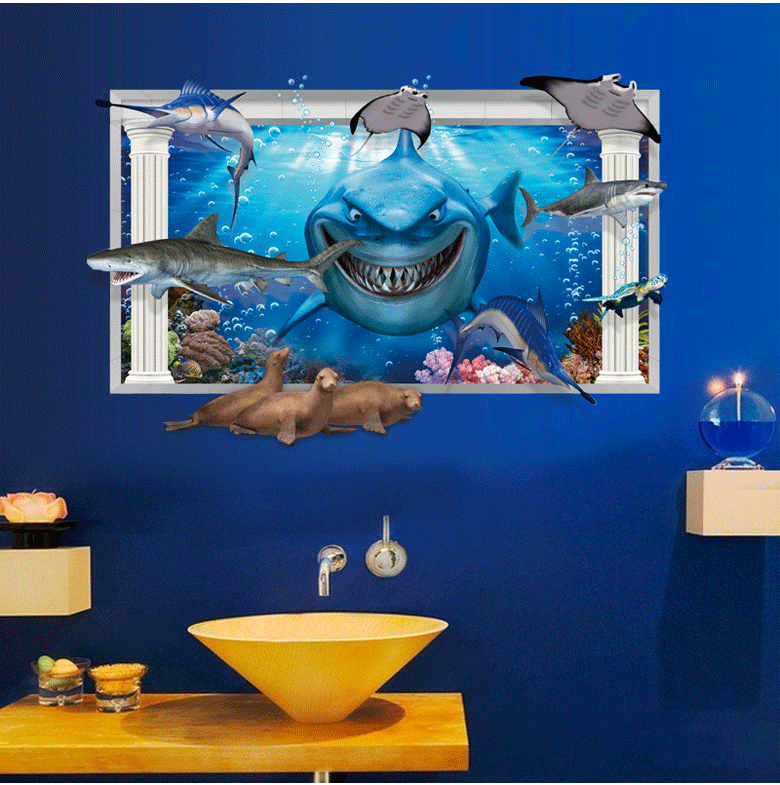 Miico 3D Creative PVC Wall Stickers Home Decor Mural Art Removable Submarine Decor Sticker