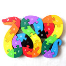 Kids Child Wooden Block Toys Alphabet Number Building Jigsaw Puzzle Snake Shape