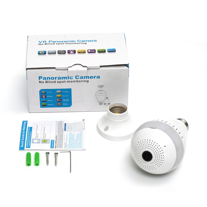 E27 360 Panoramic Wireless Hidden WIFI 960P HD 130W Camera LED Light Bulb Security Lamp AC220V
