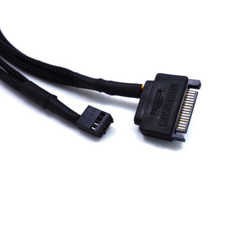 43cm SATA 1 to 3 4Pin CPU Cooling Fan PWM Temperature Control Power Cable Power Adapter Extension Lead Wire