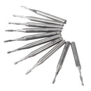Drillpro 10pcs 3.175mm Shank End Mill 0.8-2mm Diameter Two Flutes CNC Milling Cutter