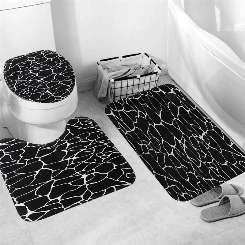Marble Shower Curtain Waterproof Bathroom Bath Mat Set Rug Toilet Lid Covers A Shower Curtain