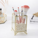 Geometric Glass Makeup Brush Jewelry Box Holder Makeup Organizer Desktop Cosmetic Storage Box Pearls Barrel