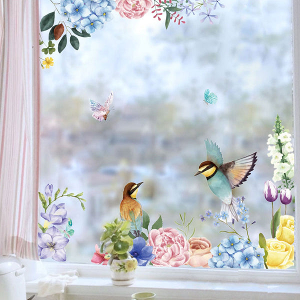 Miico FX82025 2PCS Flower And Bird Printing Wall Stickers Glass Stickers Home Decorative Stickers DIY Sticker