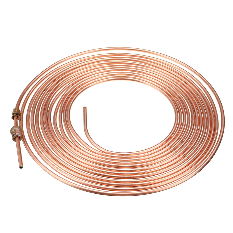 Universal 25Ft Copper Nickel Brake Line Tubing Kit 3/16" OD with 15Pcs Nuts