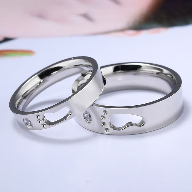 Couple Stainless Steel Rings Hollow Footprints Engrave Name Promise Bands Jewelry