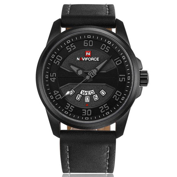 NAVIFORCE NF9124 Men Watch Sport Leather Strap Simple Dial Male Quartz Wrist Watch