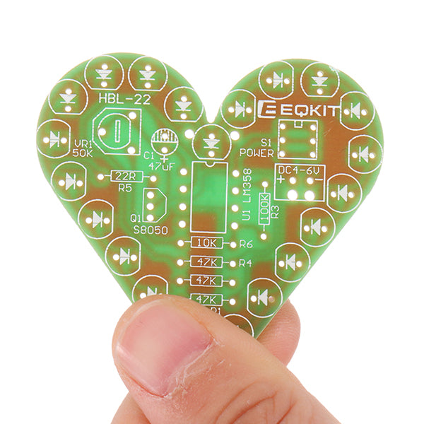 EQKIT Heart Shaped Light Kit DIY LED Flash Breathing Light Parts Red Green Blue White Color Optional