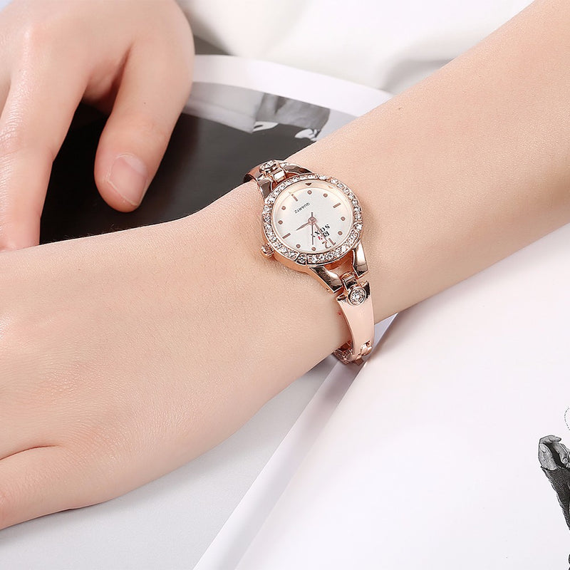 SOXY Rhinestone Bracelet Watch Casual Style Stainless Steel Strap Quartz Watches
