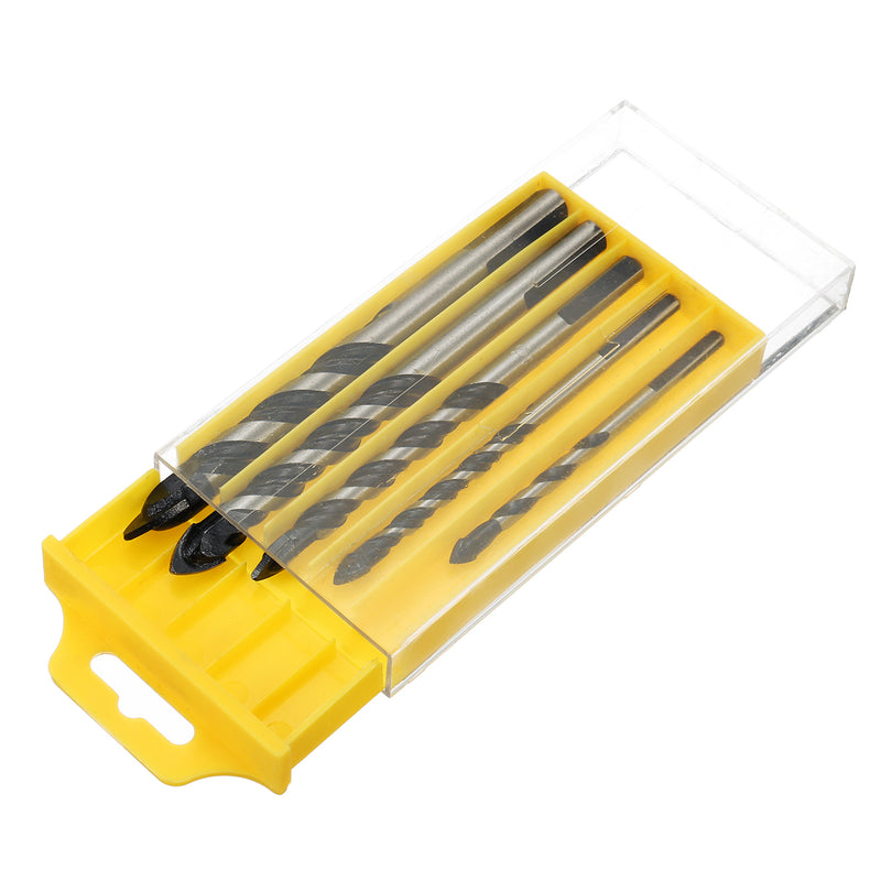 5pcs 5-12mm Black Triangle Twist Drill Bit Concrete Glass Ceramic Tile Marble Drill Bit Set
