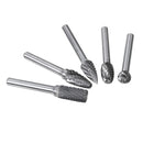 5 Types 6mm Shank Tungsten Carbide Burrs 50.35-60.65mm Rotary File Grinding Head Abrasive Tool