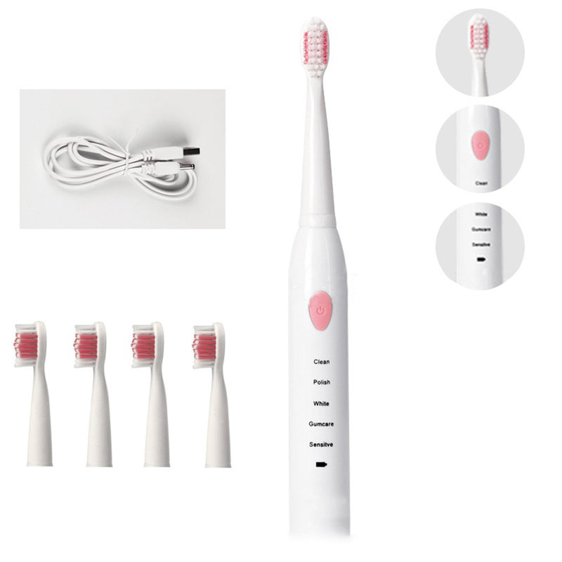 USB Rechargeable Toothbrush 5 Brush Modes Sonic Electric Toothbrush Soft Fursoft IPX7 Waterproof