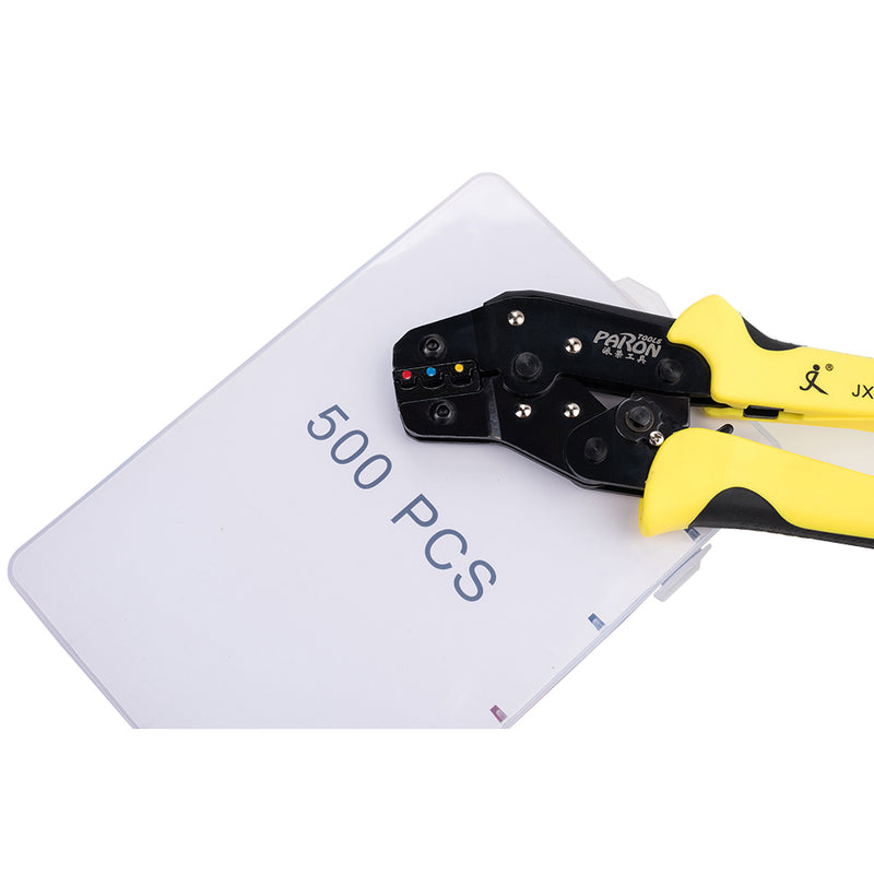 PARON JX-1601-01T AWG24-14 Crimper Plier Wire Crimper Tools Kit Ratchet Plier Hand Tools with 500Pcs Terminals