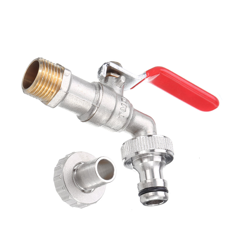 TMOK 1/2'' Lever Brass Single Cold Tap Washing Machine Faucet Adapter w/ Nozzle Male Thread for Garden Irrigation