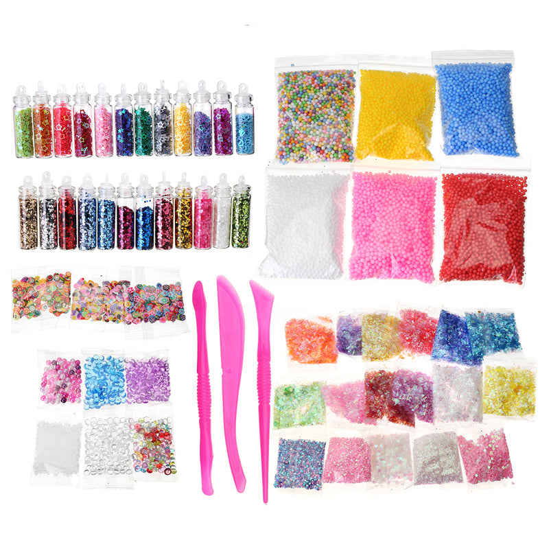 60 Pack Slime DIY Charms Supplies Kit Ball Beads Foam Sequins Tools Making Pack Children's Funny Toy