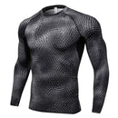 Men 3D Three-dimensional Printing Fitness Running Training Long-sleeved High-elasticty Quick Dry