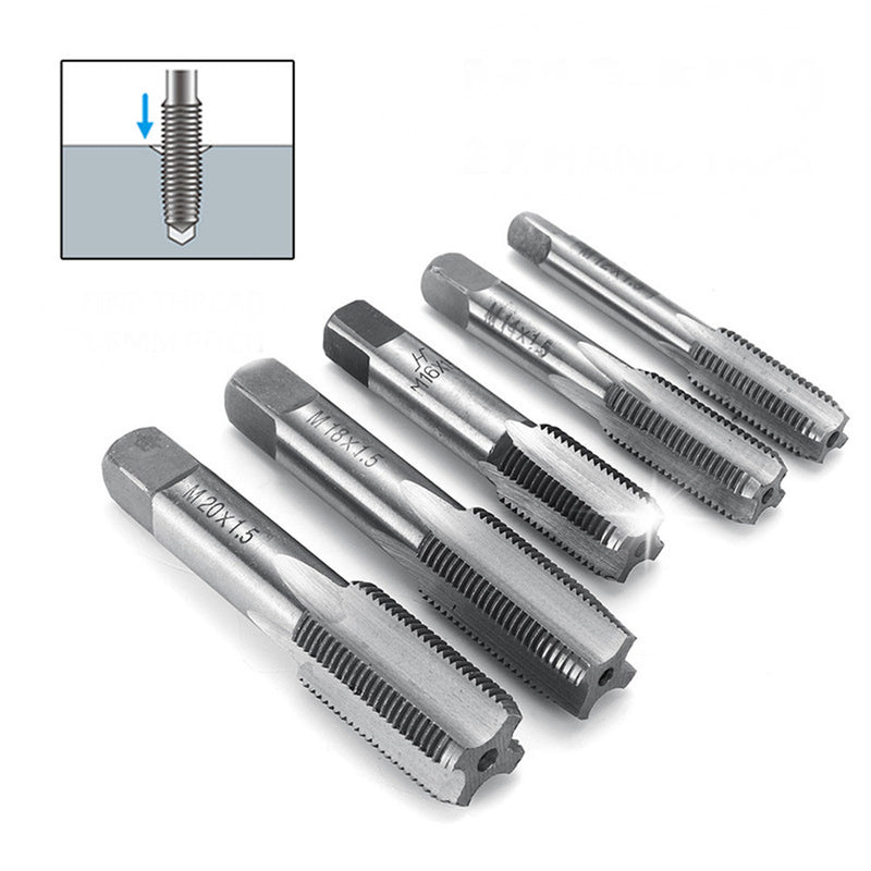 2pcs M12-M20 1.5mm Pitch High Speed HSS Right Hand Straight Fine Screw Tap Metric Tool