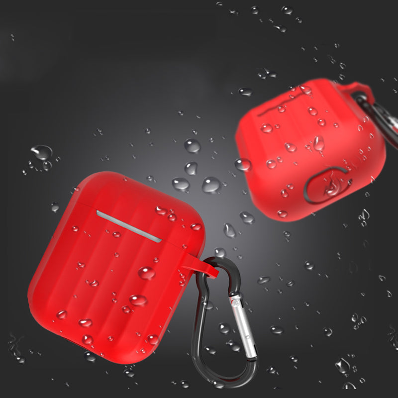 Dirose Portable Shockproof Dirtproof Silicone Wireless bluetooth Earphone Storage Case with Anti-lost Rope & Keychain for Apple Airpods 1/2