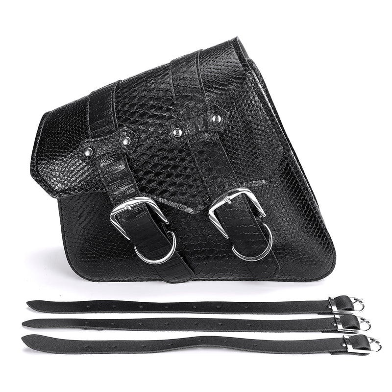 Left/Right PU Leather Motorcycle Saddlebags Luggage Saddle Pannier Bag Black Universal