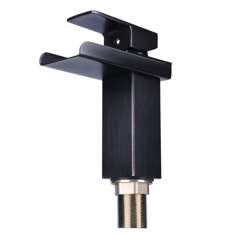 Oil Rubbed Square Faucet Bathroom Single Tap Basin Waterfall Spout Sink Mixer