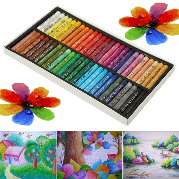 50 Colors Crayon Non-toxic Oil Pastels Drawing Pen Artists Mechanical Drawing Paint