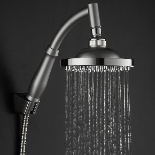 6''  Bathroom Sprayer Round Polished 360 AdjustableTwo Pole Rainfall Shower Head