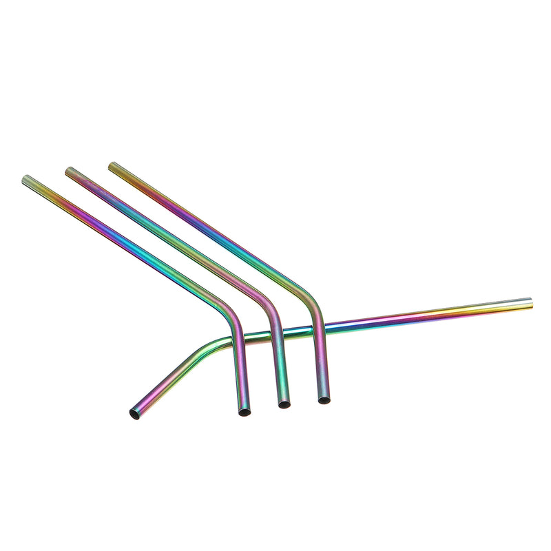 Stainless Steel Drinking Straws Rainbow Multi-colored Straw Reusable Drink Straw with Cleaning Brush