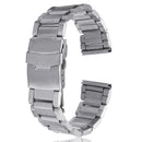20mm 22mm 24mm Solid Link Silver Stainless Steel Watch Band