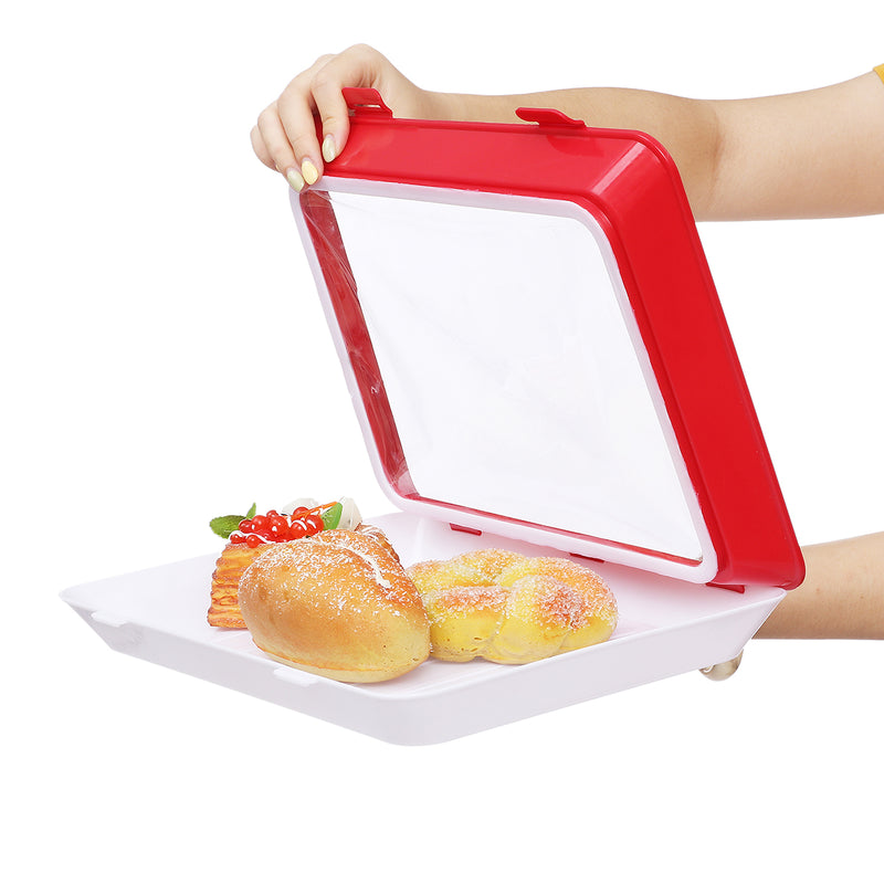 Creative Stackable Food Preservation Tray Reusable Vacuum Preservation Tray Cover w/ Elastic Lid for Vegetable Fruit w/ 2 Dish Towels