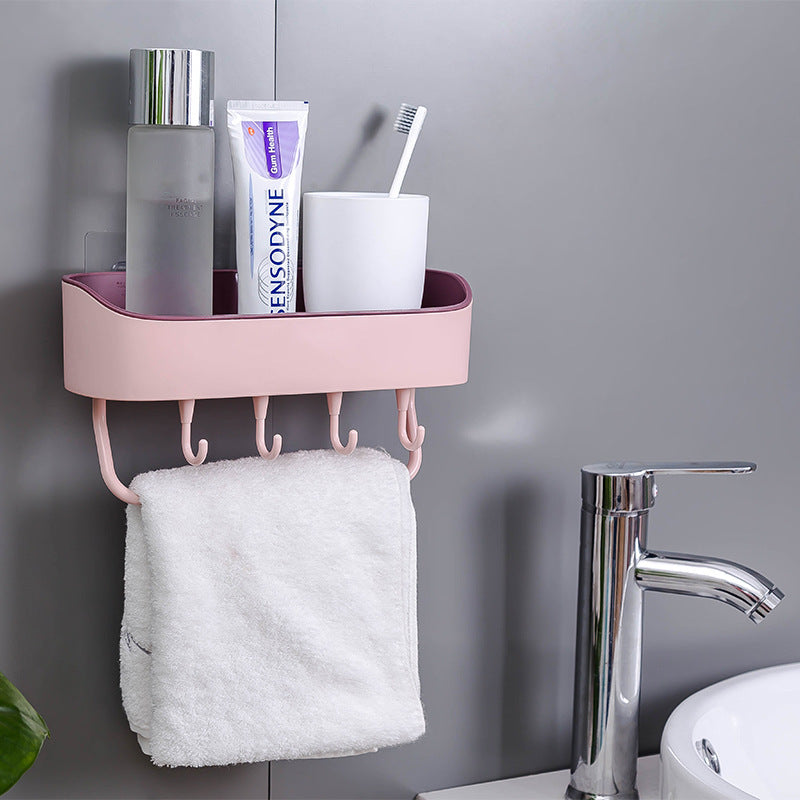 Bathroom Shelf Organizer Bath Shower Gel Shampoo Holder Storage Rack Punch Free