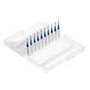 Drillpro 10pcs 0.5-1.0mm Blue NACO Coated PCB Bits Carbide Engraving Milling Cutter For CNC Tool Rotary Burrs