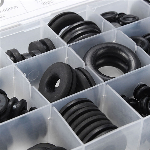 125Pcs Black Rubber Grommet Seals Washer O-Ring Waterproof Ring