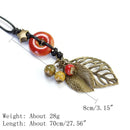 Ethnic Pendant Handmade Beads Necklace Leaves Charm Necklace Vintage  Jewelry for Women