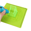 D-Type 3D Printing Pen Silicone Design Mat + 2pcs Insulation Silicone Finger Caps