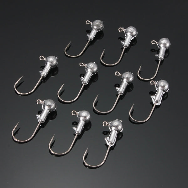 ZANLURE 10pcs Jig Head Fishing Hooks Lead Round Head Jigs  Hooks Fishing Tackle