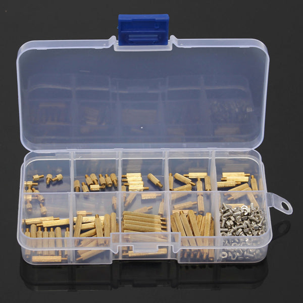 Suleve M2BT1 270Pcs M2 Male Female Knurled Brass Round Thread Column Standoff Spacer Pillar PCB Board Assortment