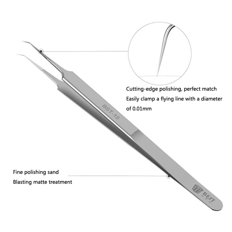 BEST BST-18 Super Sharp Extended Maintenance Mobile Fingerprint Fixture Precision Hardened Tweezer