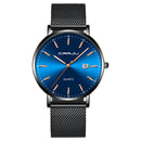 CRRJU 2161 Business Style Date Display Luxury Blue Dial Full Steel Strap Men Quartz Watch