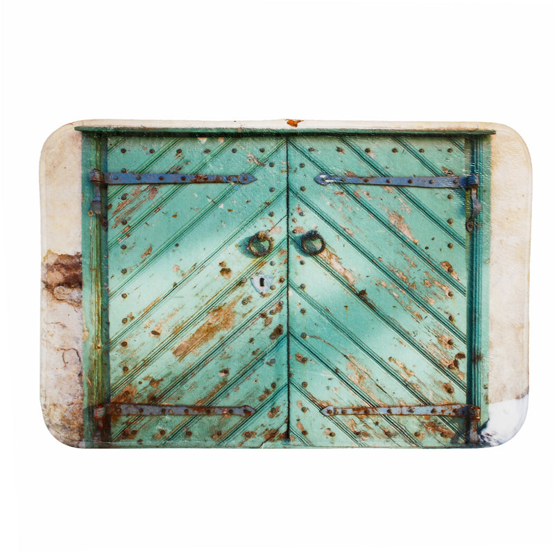 180cm x 180cm Rustic Wooden Barn Door Bathroom Waterproof Fabric Shower Curtain Flannel Bathroom Mat