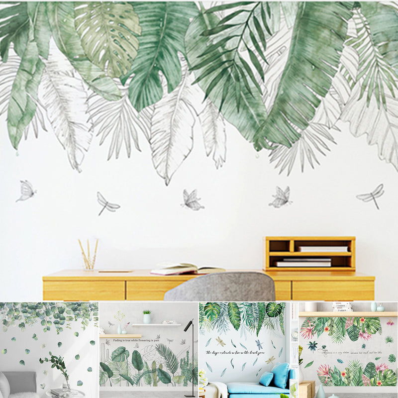 DIY Tropical Leaves Plant Flower Wall Sticker Art Home Decor Office Decal Mural