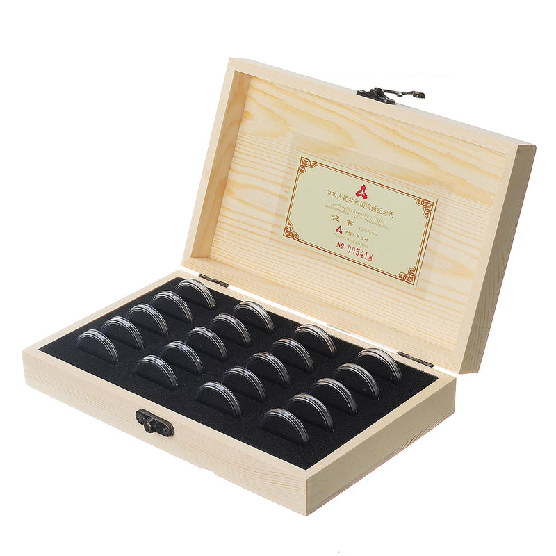20/100PCS Rugged Wooden Coins Display Case Capsule Holder Storage Coin Collection Box