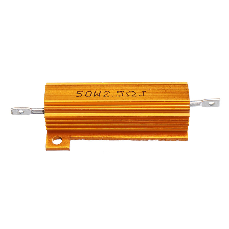 RX24 50W 2.5R 2.5RJ Metal Aluminum Case High Power Resistor Golden Metal Shell Case Heatsink Resistance Resistor